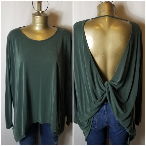 Lazy Sundays Tops - LAZY SUNDAYS HUNTER GREEN KNOTTED LOW CUT BACK TOP.
